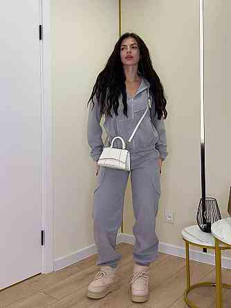 Женский теплый костюм двойка: худи и штаны двусторонний полар флис Серый, 42/44 Одесса