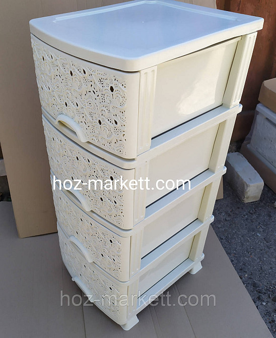 Комод пластиковый кремовый на 4 ящика ажурный производство Украина Харьков - изображение 8