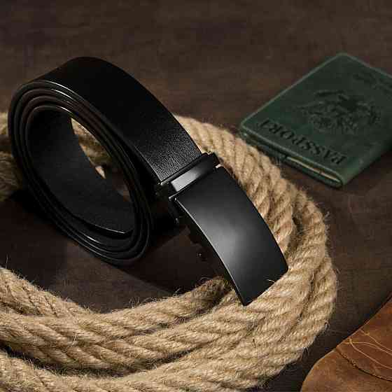 Ремінь чоловічий з затемненою пряжкою Vintage 20302 Чорний Київ