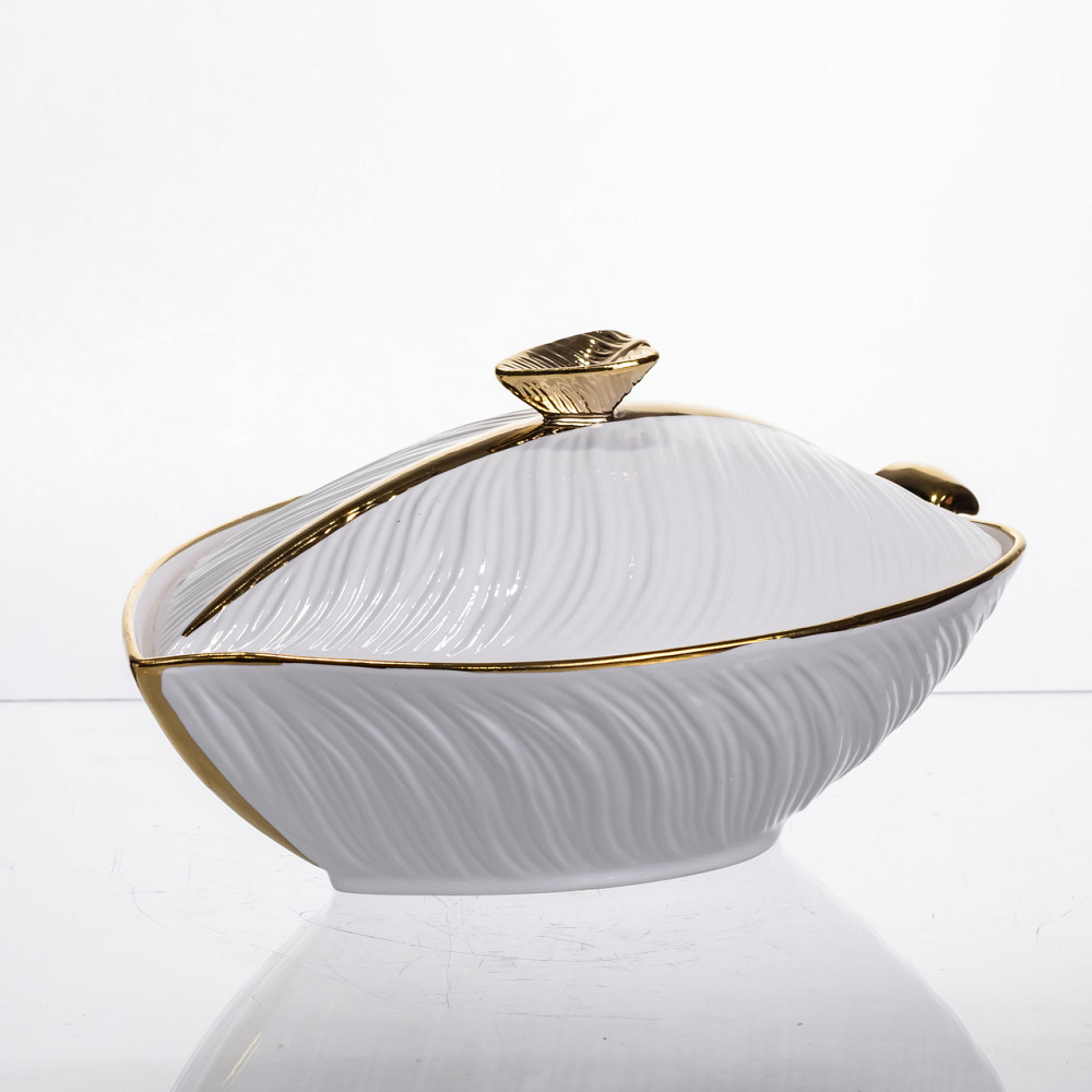 Yiwu Супниця 800 (мл) каструля 26×18×14 (см) з кришкою Білий з золотом Коломыя - изображение 3