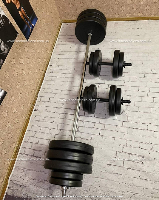 Штанга наборная + гантели на 110 кг Гантели, гири, штанги и диски ударостойкий пластик Киев - изображение 9