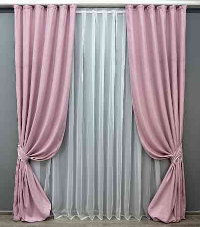 Комплект готовых штор VR-Textil Лен № 1728ш Розовый 150х290 см 2 шт (33-0645) Киев