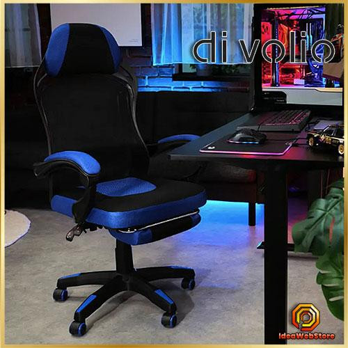 Геймерское компьютерное кресло черное с синим Sporte для дома, игровое кресло с выдвижной подставкой для ног Киев - изображение 1