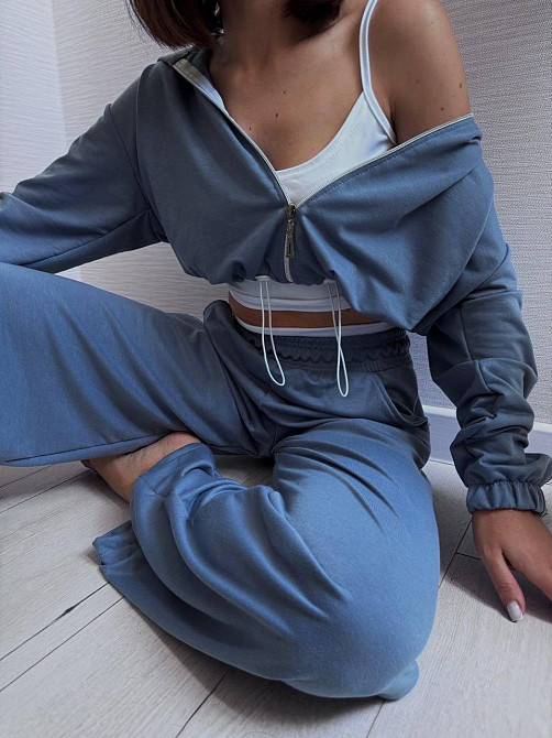 Женский прогулочный костюм тройка: кофта топ и штаны  двунить + микродайвинг Джинс, 46/48 Одесса - изображение 10