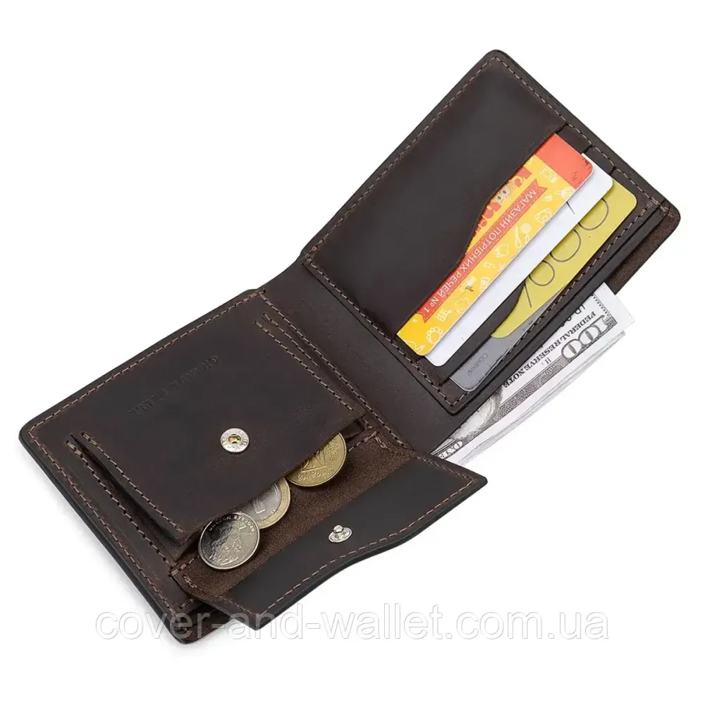 Тонкий вінтажний чоловічий гаманець без застібки Grande Pelle 506120 Київ - фото 9