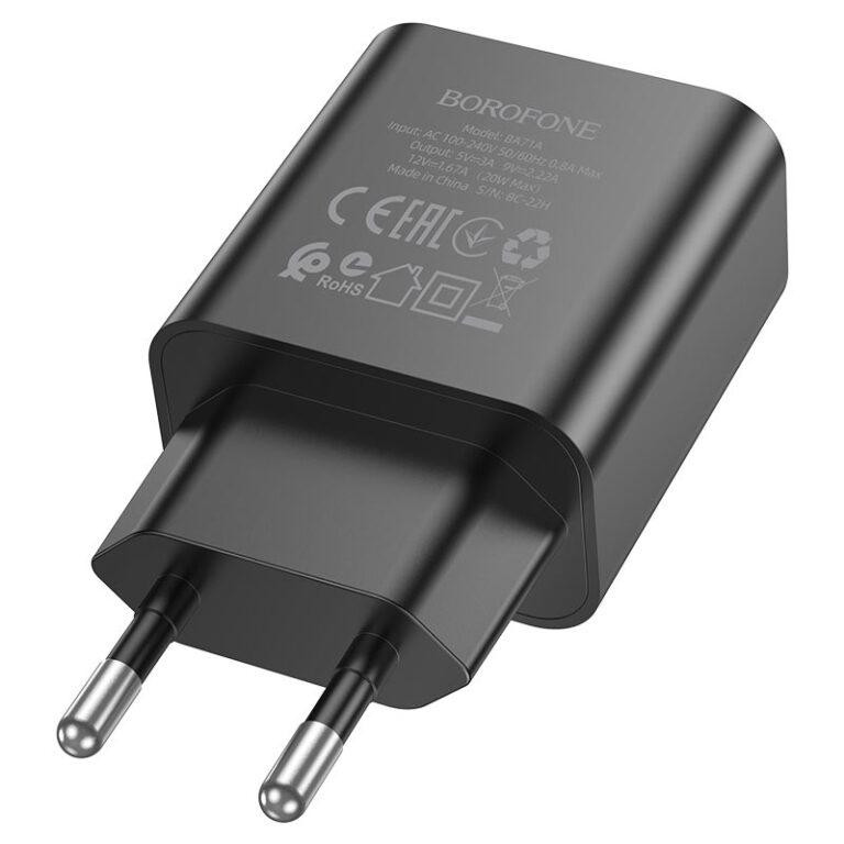 Мережевий зарядний пристрій BOROFONE BA71A Power single Port PD20W charger Black Київ - фото 1