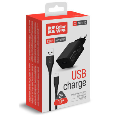 Зарядний пристрій ColorWay 1USB AUTO ID 2A (10W) black + cable micro USB (CW-CHS012CM-BK) Вінниця - фото 8