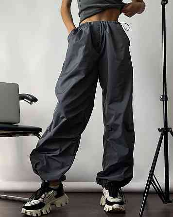 Женские повседневные брюки карго-парашуты плащевка Графит Одесса