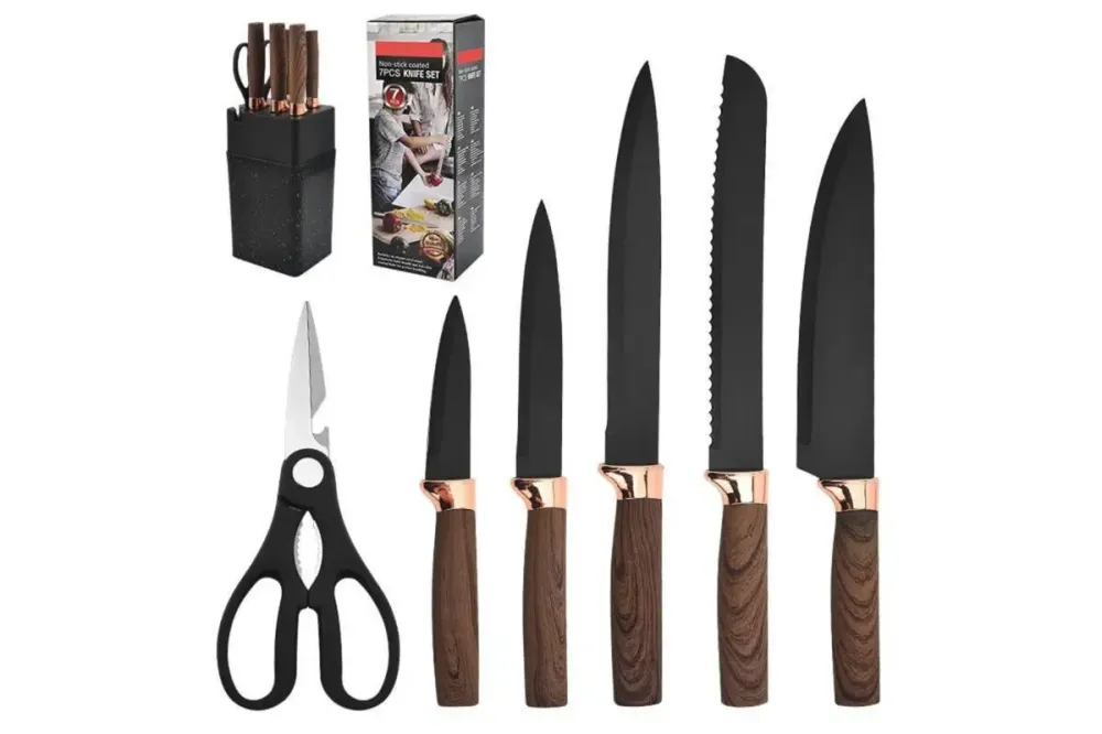 Набор кухонных ножей на подставке Knife Set 7 предметов из нержавеющей стали Коломия - фото 1