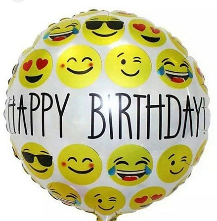 Фольговані куля happy birthday смайли 18" 45см Київ - фото 1