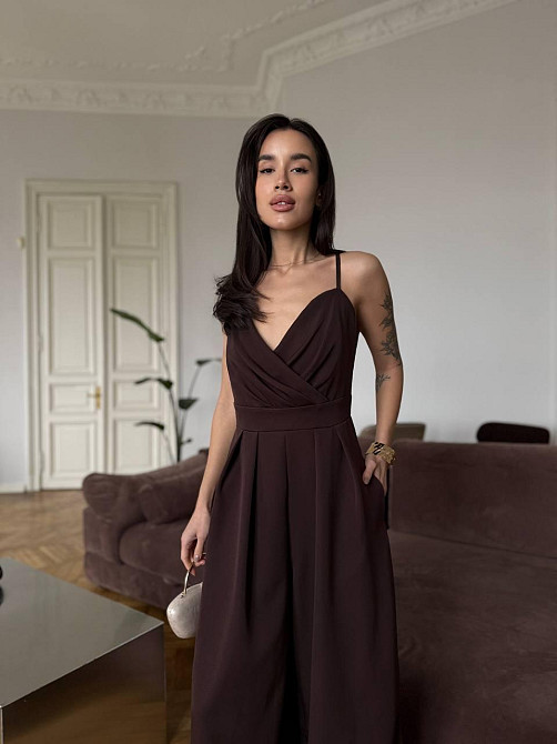 Жіночий стильний елегантний комбінезон костюмка преміум'якості Шоколад, 44 Одеса - фото 2