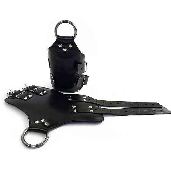 Манжети для підвісу за руки Art of Sex – Kinky Hand Cuffs For Suspension, чорні, натуральна шкіра Sex Aura Київ