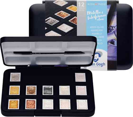 Набір акварельних фарб VAN GOGH Pocket box SPECIALTY 12 кювет+пензлик Royal Talens Київ