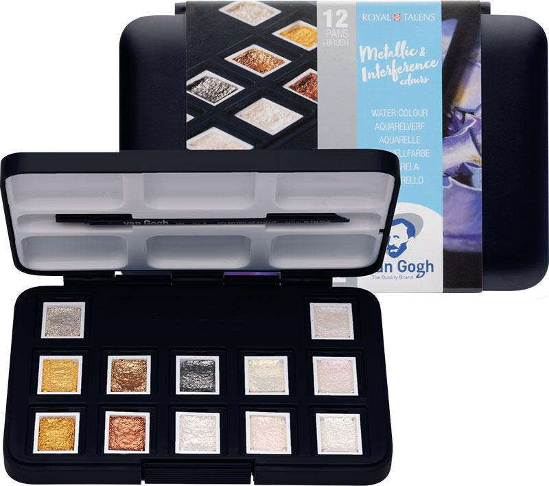 Набір акварельних фарб VAN GOGH Pocket box SPECIALTY 12 кювет+пензлик Royal Talens Київ - фото 3