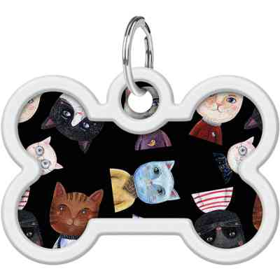 Адресник для тварин WAUDOG Smart ID з QR паспортом "Коти", кістка 40х28 мм (0640-0216) Вінниця