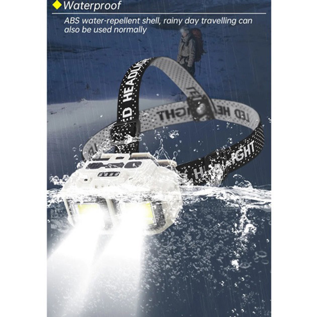 Мощный налобный фонарь для рыбалки HX-816S 2COB(white+red), Фонарик на голову с зарядкой LJ-73 Киев - изображение 6