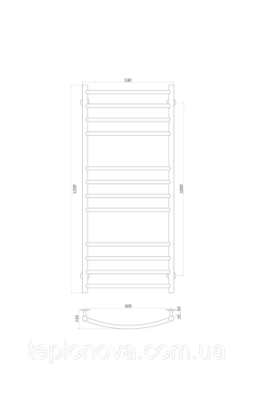 Полотенцесушитель Черный Нержавейка UNIO 1200x530-12 Лесенка Дуга Елит Черная Черновцы