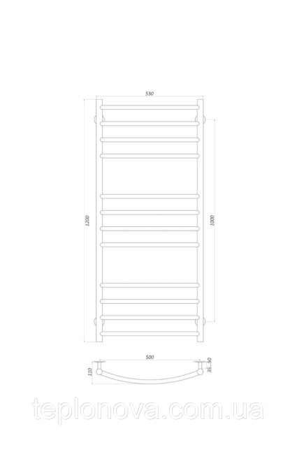 Полотенцесушитель Черный Нержавейка UNIO 1200x530-12 Лесенка Дуга Елит Черная Черновцы - изображение 3