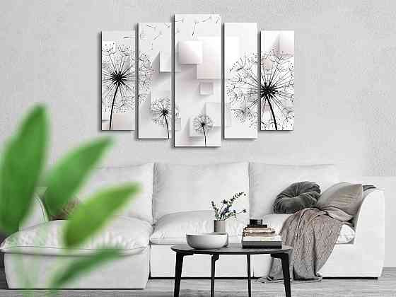 Модульна картина у вітальню / спальню Абстракція Кульбаби Art-397_5 ( 80х118см ) Київ