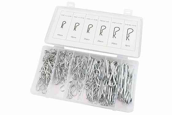 Набір пружинних шплінтів (L-30;d-1,9, L-33;d-1,7, L-40,d-1,7; L-40;d-2,4,L-45;d-3,2, L-75;d-3,7) 6 видів, 150шт Киев