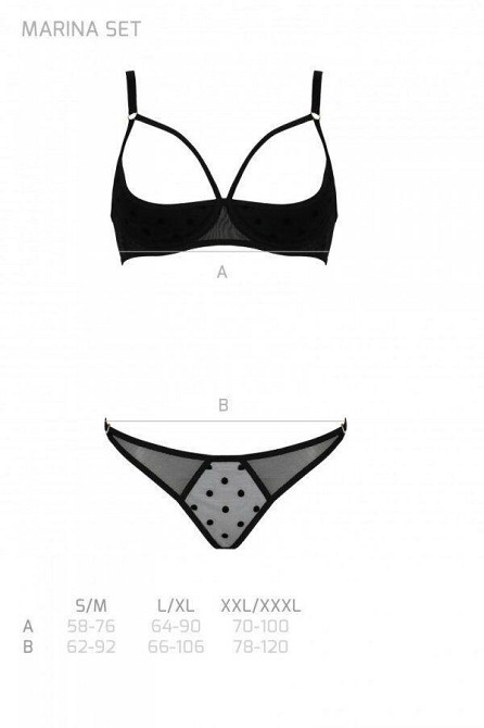 Эротический комплект Passion MARINA SET WITH OPEN BRA, L/XL, black, открытые чашки Sex Aura Киев - изображение 5
