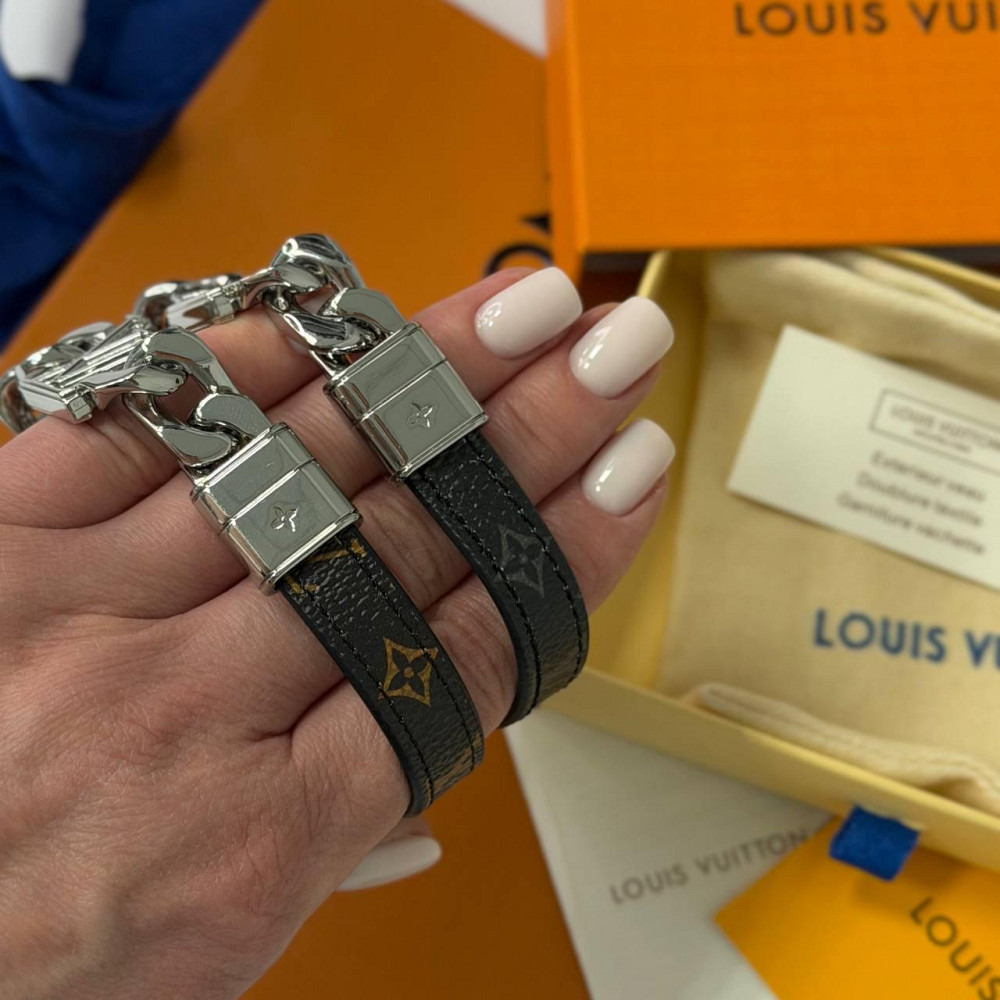 Мужской брендовый браслет на руку Lv (20201) коричневый Киев - изображение 10