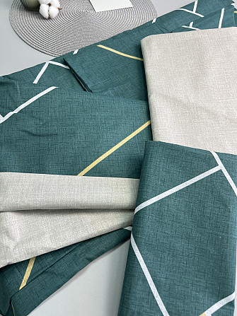 Комплект постельного белья Ideal Textile бязь изумрудно-берюзовый с геометрическим принтом Двуспальн Черновцы - изображение 7