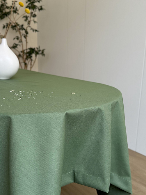 Ecotton Скатертина столова Ecotton DUCK 150х170 см водовідштовхувальна однотонна зеленого оливк Коломыя - изображение 6