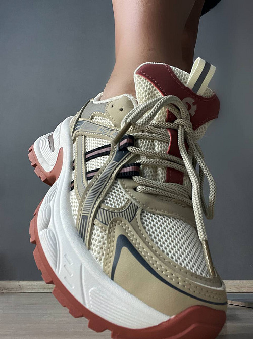 Кроссовки женские Navigator 4001-2 с сеткой и экокожей высокая подошва бежево-красные, 39, 24 см Киев - изображение 15