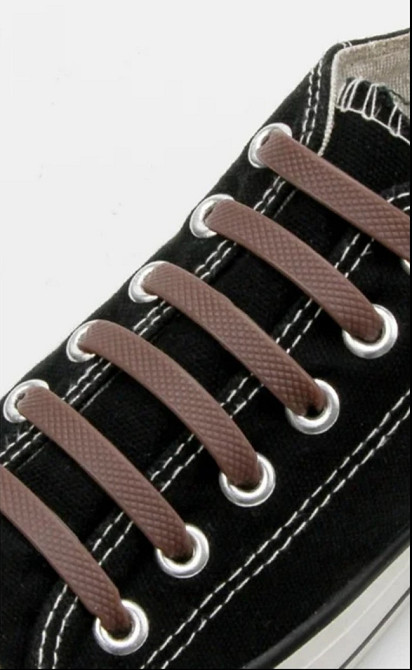 Шнурки силіконові ліниві 12 шт коричневий Сміла - фото 1