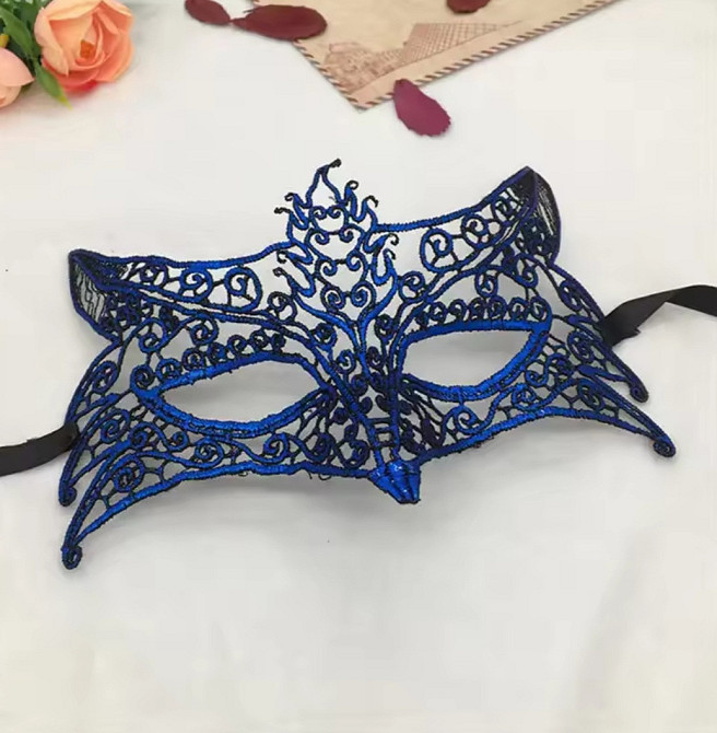 Маска карнавальна Лисиця на лице one size синій Київ - фото 1