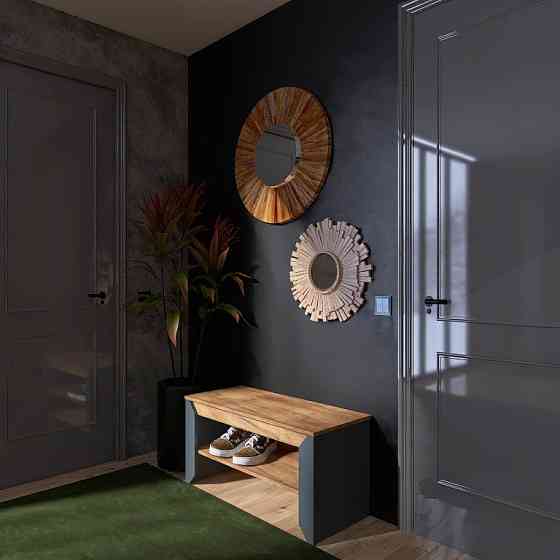 Тумба для обуви Эверест Нордик-900 90х38х45 см Графит + Дуб крафт золотой (DTM-5546) Львов