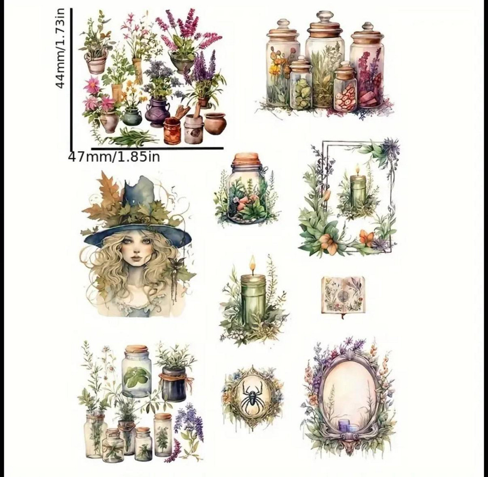 Набір вінтажних стікерів Зілля та магія – 40 шт Київ - фото 3