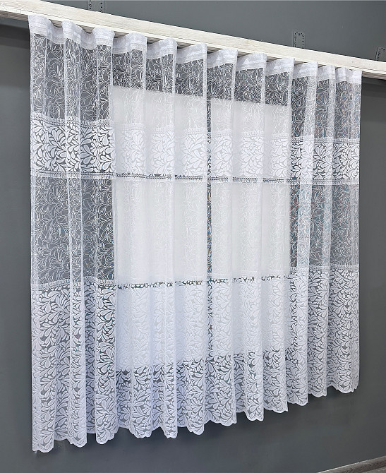 Тюль жаккард VR-Textil № 1527т Арка на кухню цвет белый 300х150 см (53-0117) Киев - изображение 1