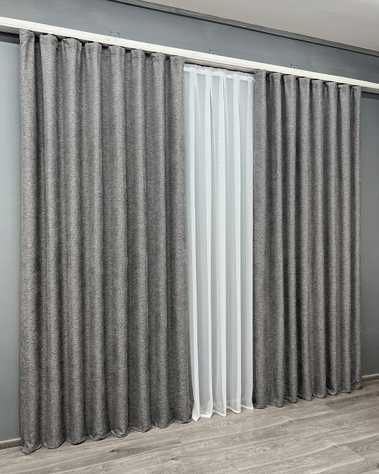 Комплект готовых штор VR-Textil Лен Grand Linen № 2027ш Серый 200х300см 2 шт (32-382 Киев - изображение 4