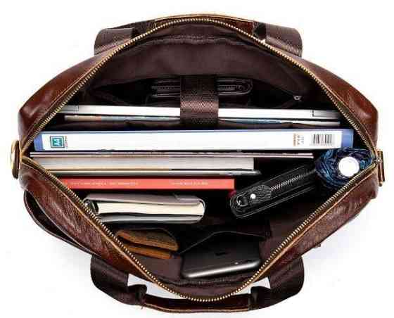 Ділова чоловіча сумка з зернистої шкіри Коричнева (Vintage) Київ