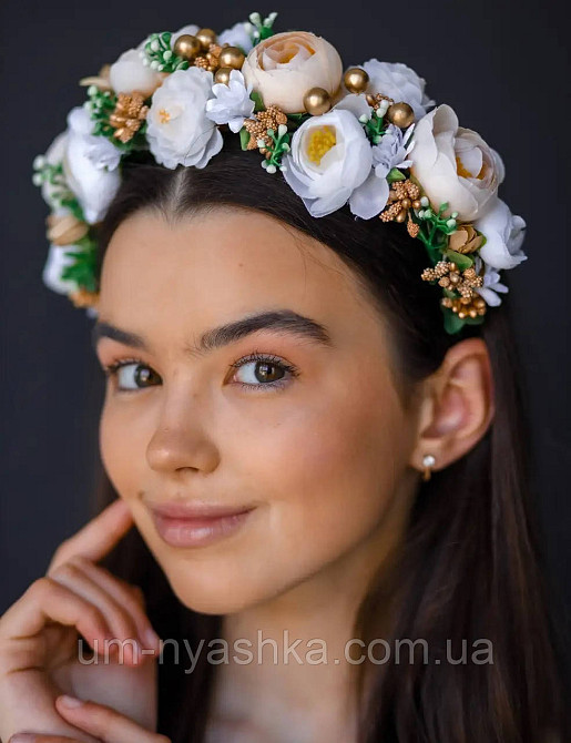 Ободок обруч з квітами "Піони середній ніжність" Кривий Ріг - фото 1