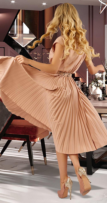 Красивое платье плиссе без рукава и с юбкой солье (42) Киев - изображение 2