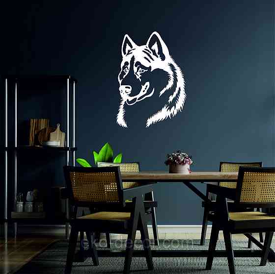 Декоративне настінне Панно «Хаскі», Декор на стіну 90*66 см, Білий Київ