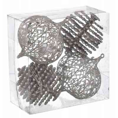 Елочная игрушка Jumi mix 4 шт, 10см, пластик, серебряный (5900410386822) Винница