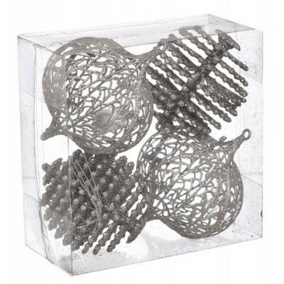 Елочная игрушка Jumi mix 4 шт, 10см, пластик, серебряный (5900410386822) Винница - изображение 1