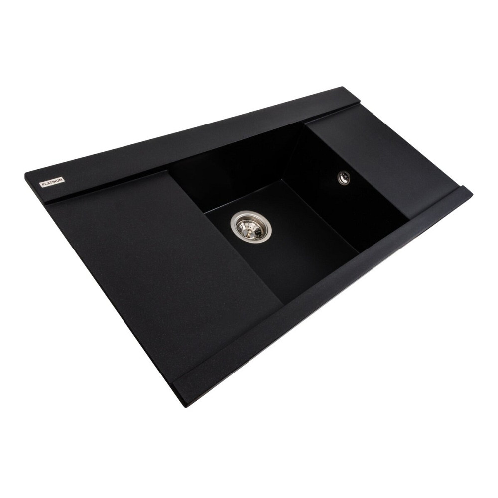 PLATINUM Гранітна мийка для кухні Platinum 9651 ATLAS матовий Чорний металік Київ - фото 2