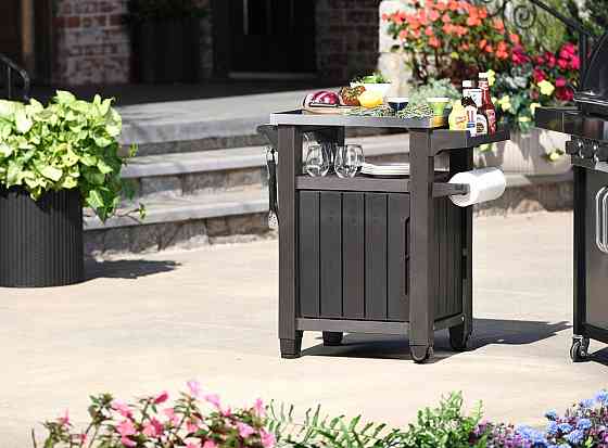 Стіл-буфет садовий для барбекю Keter UNITY, коричневий, 105 л Київ