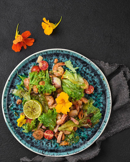 Тарілка Olens "Totem" 21 см кругла кераміка синя овальна для дому та ресторанів Київ - фото 2