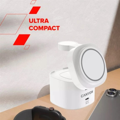 Зарядное устройство Canyon 4-in-1 wireless charging stand 30W + cable 1.0m white (CNS-WCS405WW/A) Винница - изображение 3