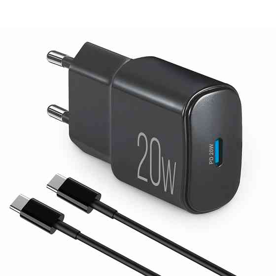 Сетевое зарядное устройство Brevia ePower PD20W + кабель USB-C to USB-C 1м черный Львов