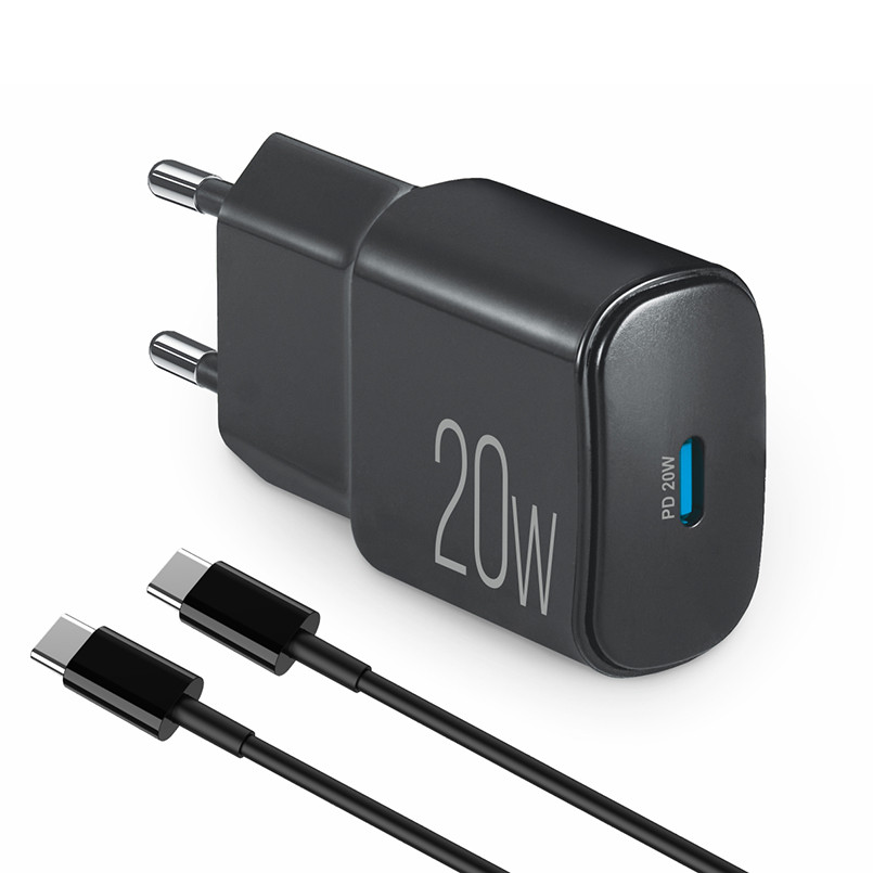 Сетевое зарядное устройство Brevia ePower PD20W + кабель USB-C to USB-C 1м черный Львов - изображение 1