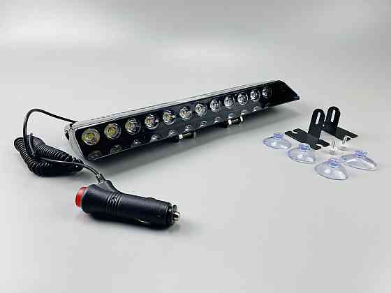 Маячок проблисковий S12 автомобільний стробоскоп 9-80V (12 led діодів) білий спалах (під скло) мигалка Мукачево