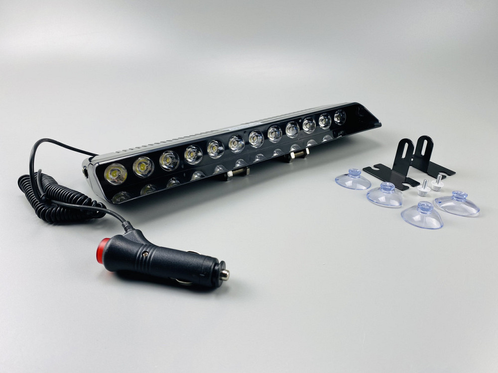 Маячок проблисковий S12 автомобільний стробоскоп 9-80V (12 led діодів) білий спалах (під скло) мигалка Мукачево - фото 2