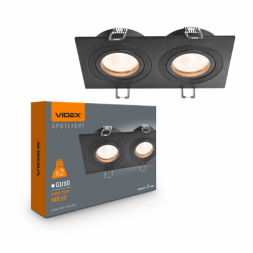 LED Світильник врізний під лампу 2*GU10 чорний VL-SPF23S-B Videx Житомир